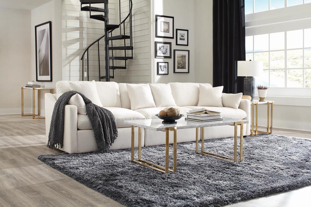 Hobson Off-White Cushion Back Armless Chair - 551451 - Luna Furniture - Dallas Store