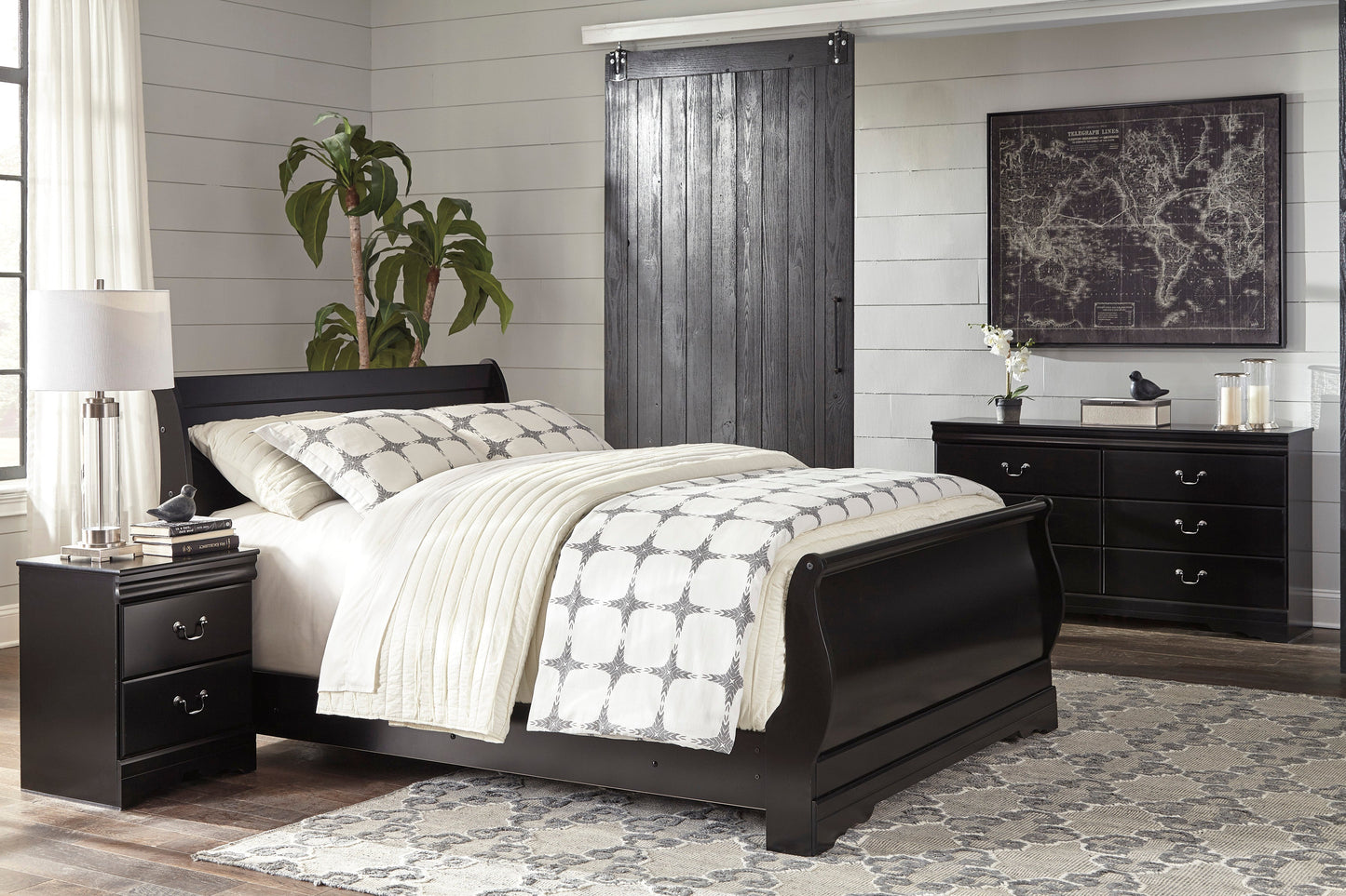 Huey Vineyard Black Sleigh Youth Bedroom Set - SET | B128-62 | B128-63 | B128-82 | B128-92 | B128-46 - Luna Furniture - Dallas Store