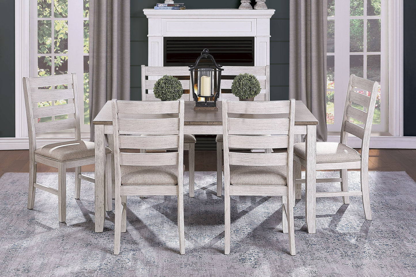 Ithaca Grayish White/Brown Dining Table - 5769W-60 - Luna Furniture - Dallas Store