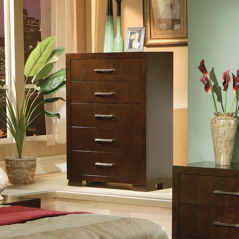 Jessica Cappuccino 5-Drawer Chest - 200715 - Luna Furniture - Dallas Store