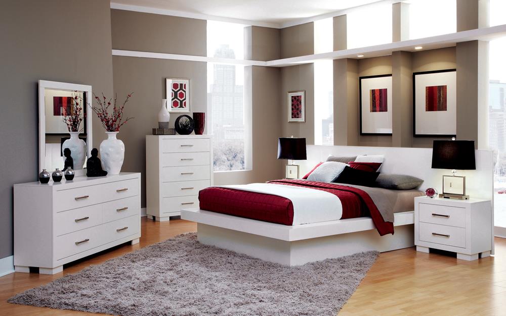Jessica Eastern King Platform Bed with Rail Seating White - 202990KE - Luna Furniture - Dallas Store