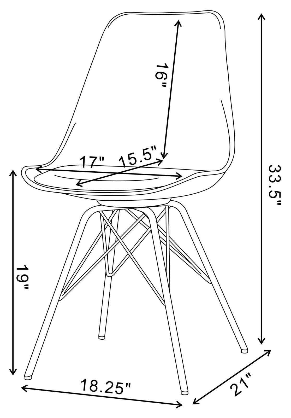 Juniper White/Chrome Armless Dining Chairs, Set of 2 - 102792 - Luna Furniture - Dallas Store