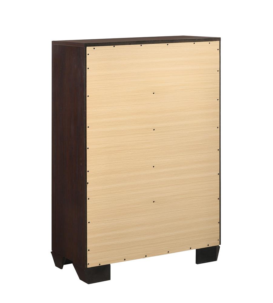 Kauffman Dark Cocoa 5-Drawer Chest - 204395 - Luna Furniture - Dallas Store