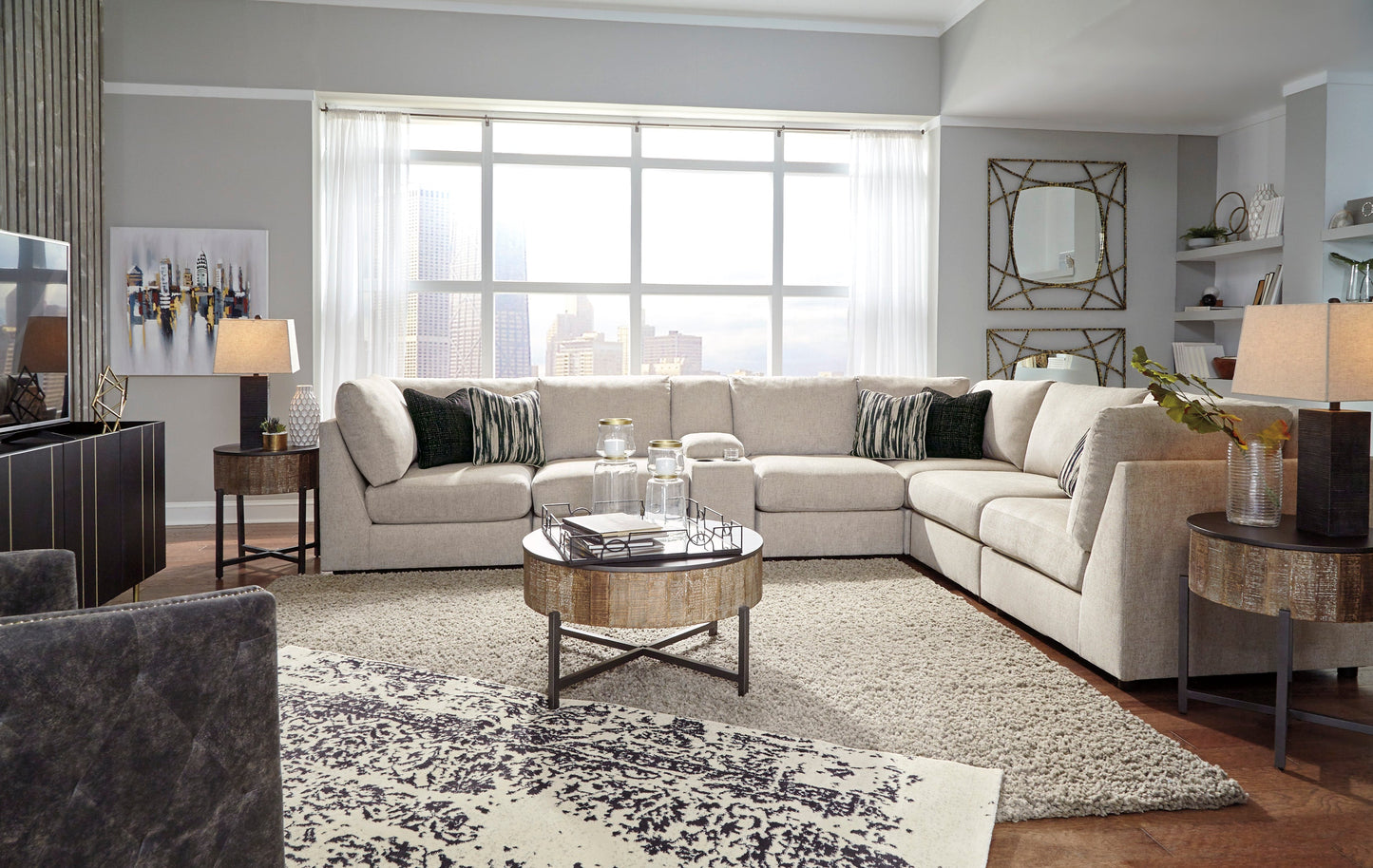 Kellway Bisque 7-Piece Sectional - SET | 9870777(3) | 9870746(3) | 9870757 | 9870711 - Luna Furniture - Dallas Store