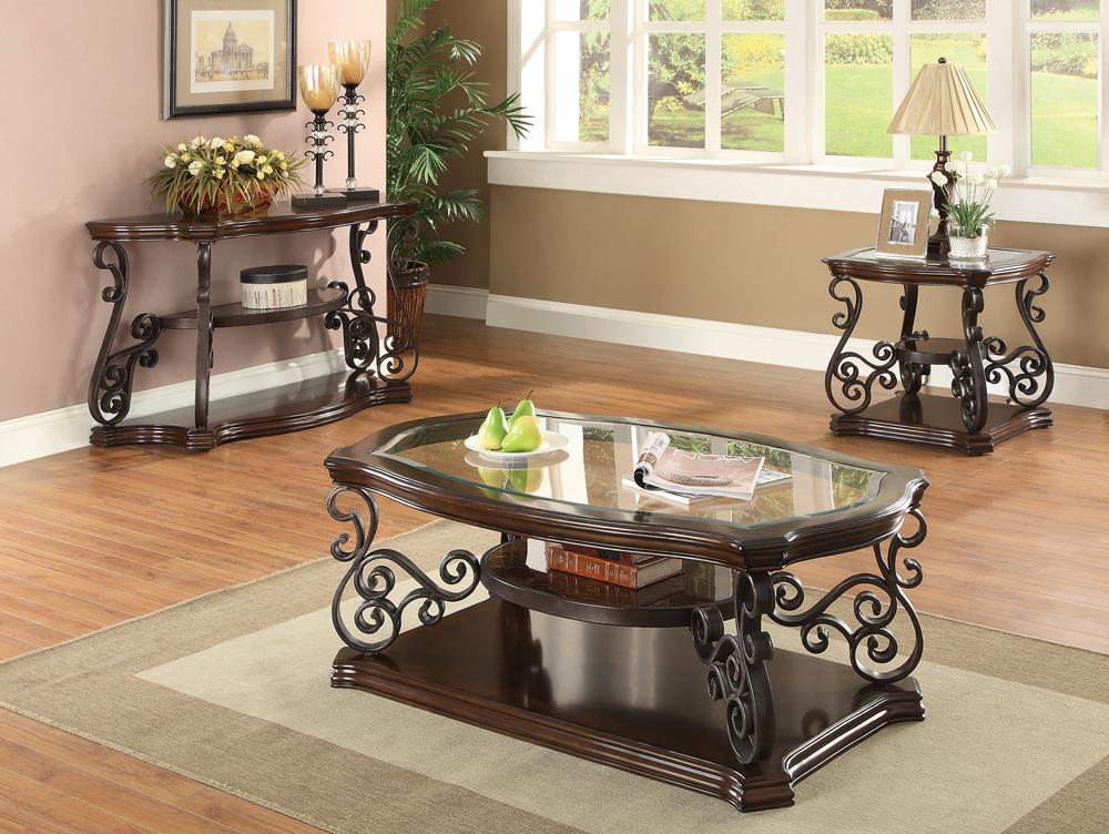 Laney Deep Merlot/Clear Coffee Table - 702448 - Luna Furniture - Dallas Store