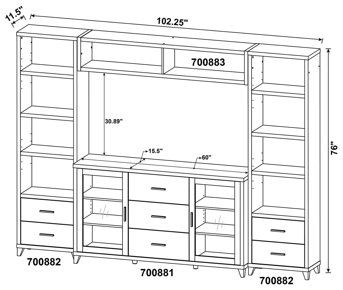 Lewes 4-Piece Entertainment Center Cappuccino - 700881-S4 - Luna Furniture - Dallas Store
