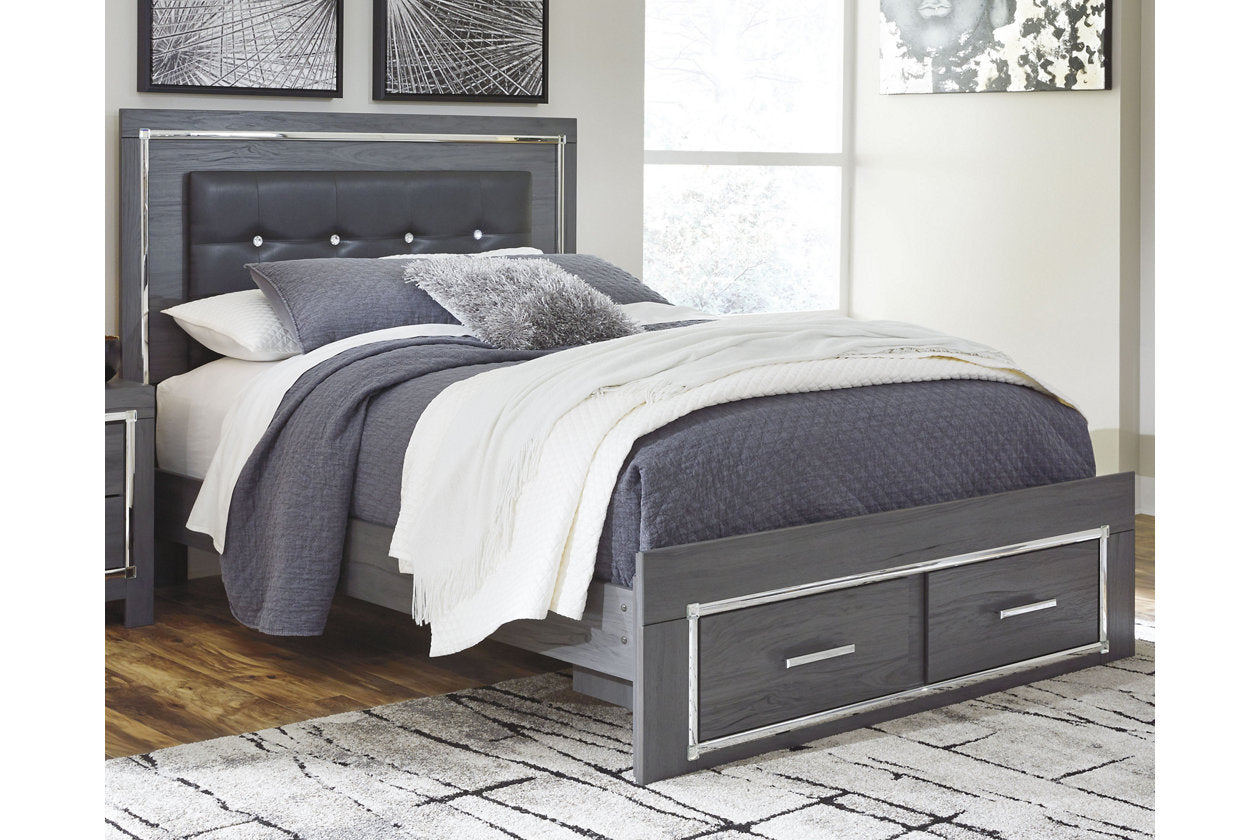 Lodanna Gray Queen Panel Bed with 2 Storage Drawers - SET | B214-54S | B214-57 | B214-95 | B100-13 - Luna Furniture - Dallas Store