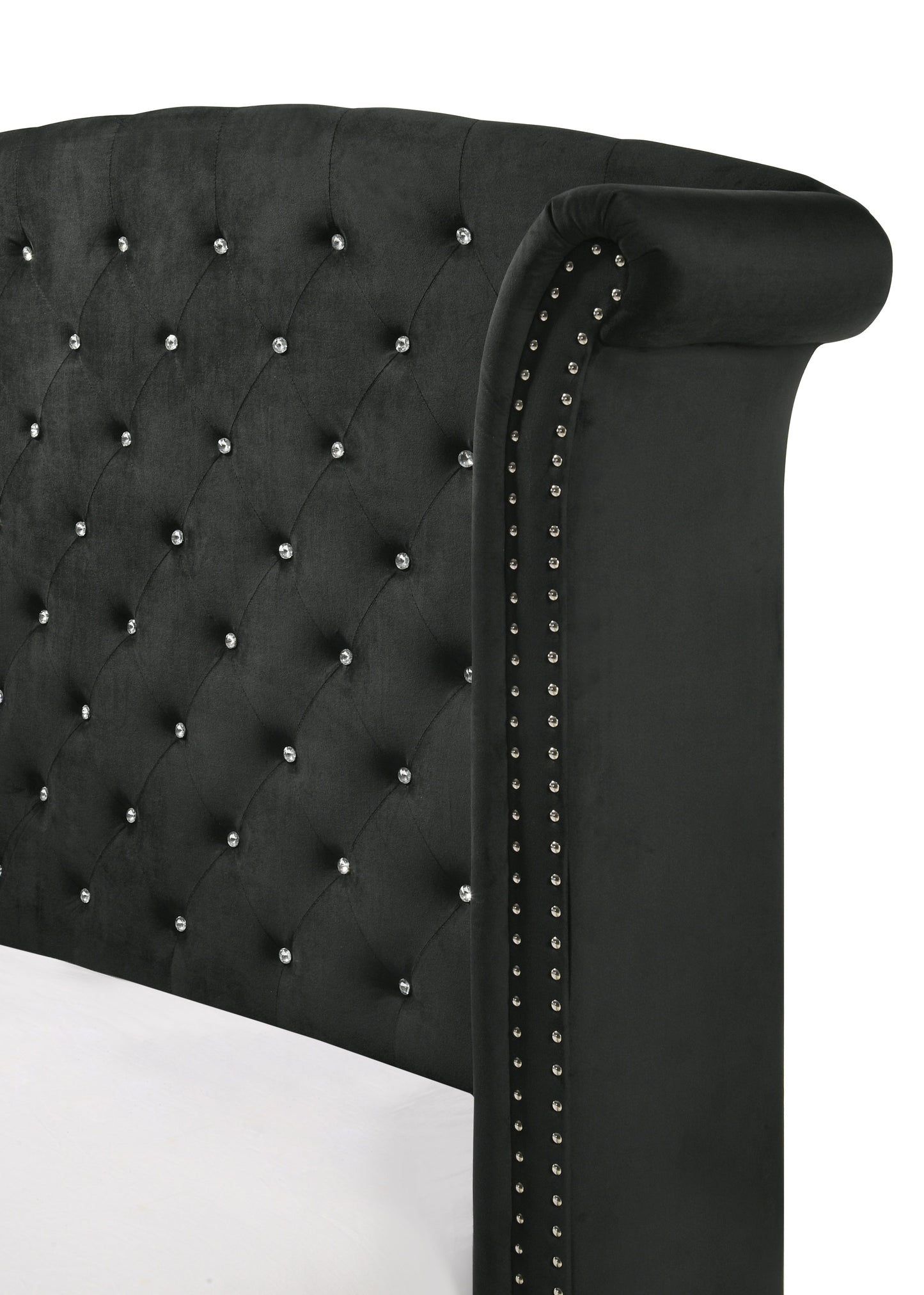 Lucinda Black Queen Upholstered Wingback Panel Bed - SET | B9265-Q-HB | B9265-Q-FBRL | B9265-KQ-WG | - Luna Furniture - Dallas Store