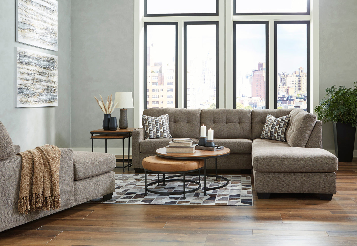 Mahoney Chocolate RAF Sectional - SET | 3100517 | 3100566 - Luna Furniture - Dallas Store