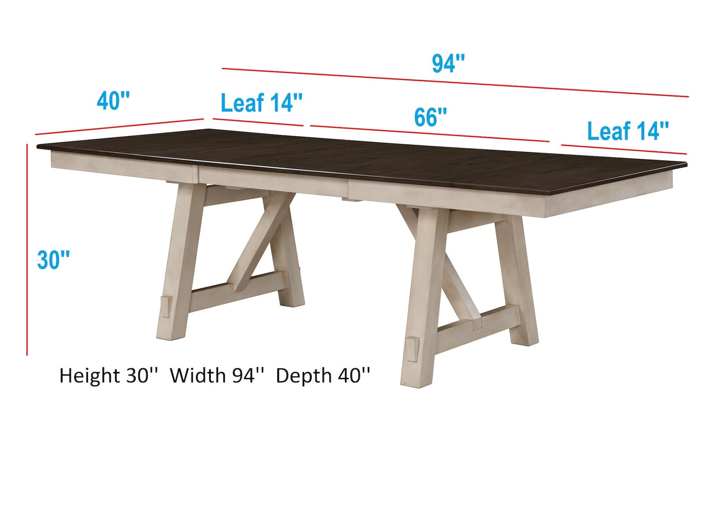 Maribelle Chalk/Gray Dining Table - SET | 2158CG-T-LEG | 2158CG-T-TOP - Luna Furniture - Dallas Store