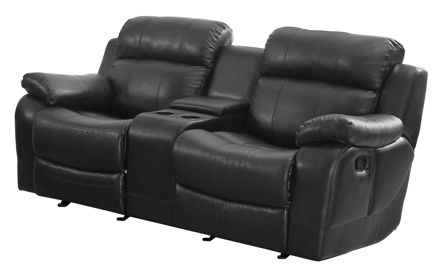 Marille Black Bonded Leather Reclining Living Room Set - SET | 9724BLK-3 | 9724BLK-2 | 9724BLK-1 - Luna Furniture - Dallas Store