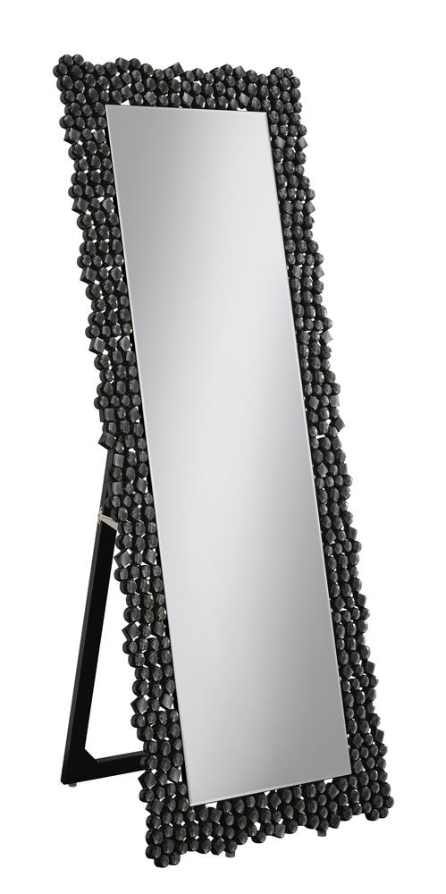 McKay Silver/Smoky Gray Textural Frame Cheval Floor Mirror - 961422 - Luna Furniture - Dallas Store