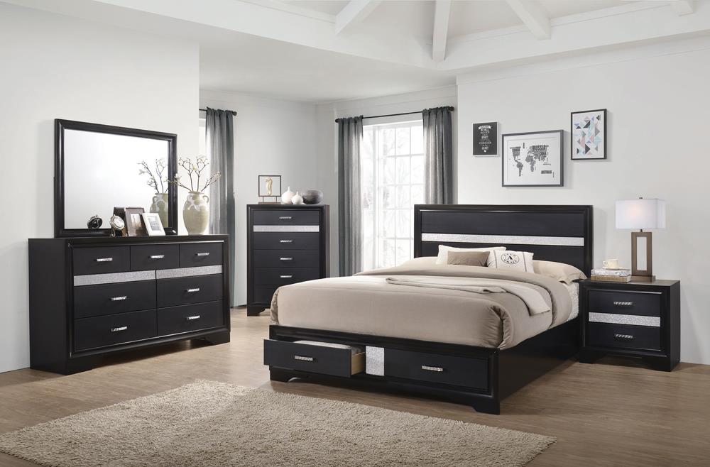 Miranda Queen 2-Drawer Storage Bed Black - 206361Q - Luna Furniture - Dallas Store