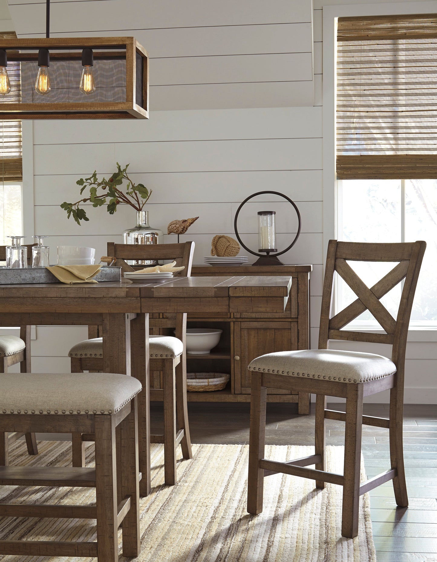 Moriville Grayish Brown Counter Height Set - SET | D631-32 | D631-124(2) - Luna Furniture - Dallas Store