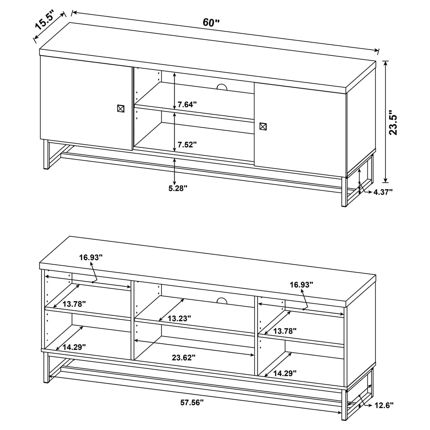 Myles 2-Door TV Console with Adjustable Shelves Rustic Oak Herringbone - 736052 - Luna Furniture - Dallas Store