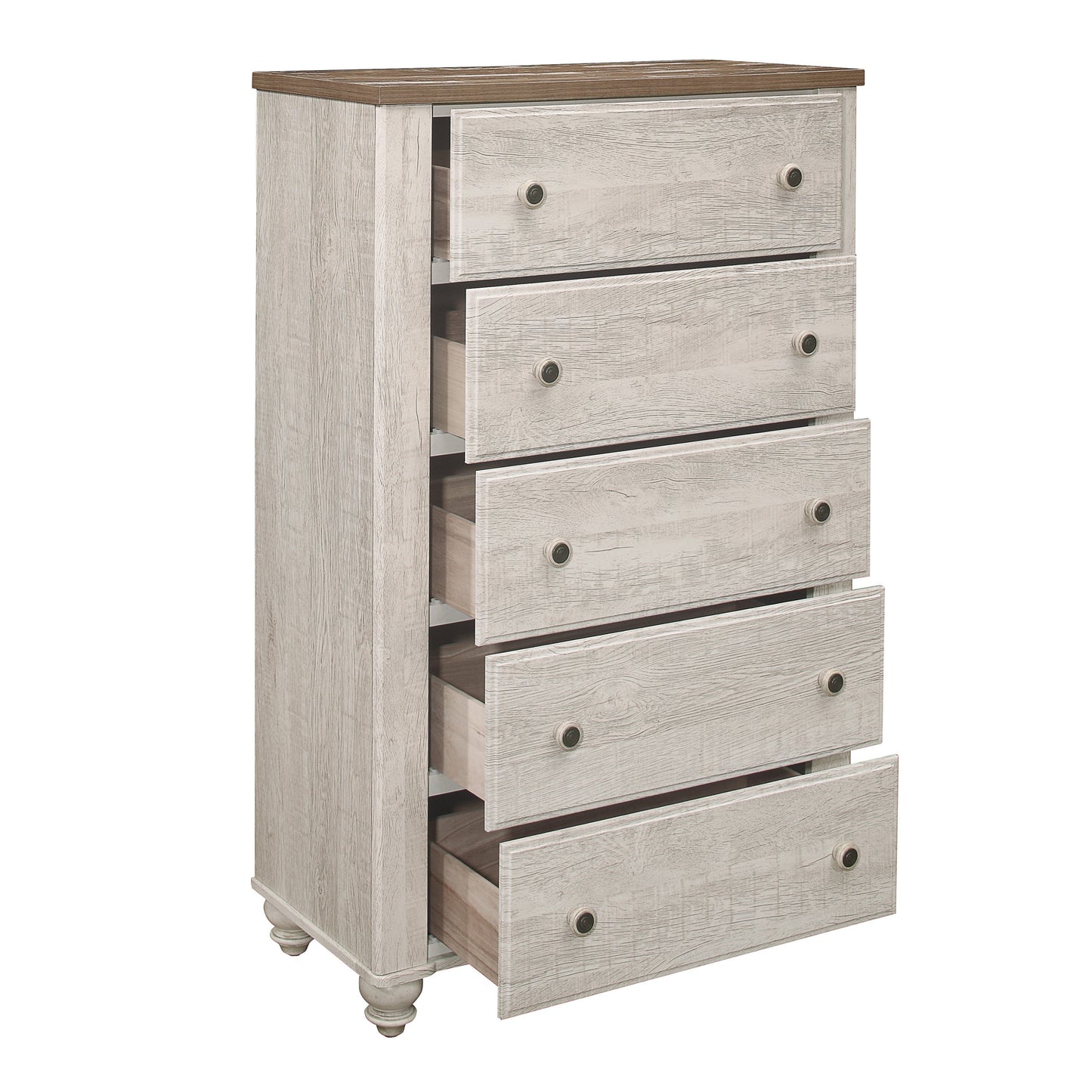 Nashville Antique White/Brown Chest - 1903-9 - Luna Furniture - Dallas Store