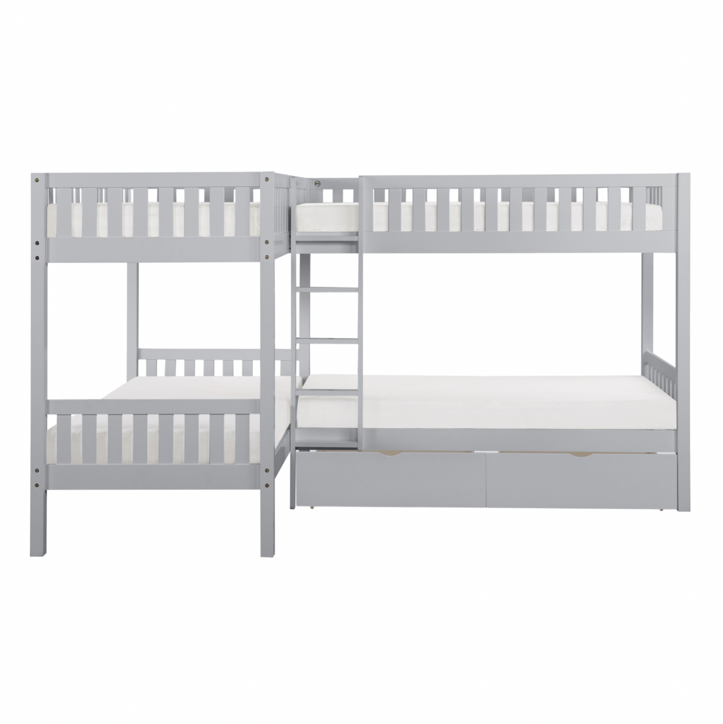 Orion Gray Twin Corner Bunk Bed with Storage Boxes - SET | B2063CN-1 | B2063CN-2 | B2063CN-SL | B2063-T - Luna Furniture - Dallas Store