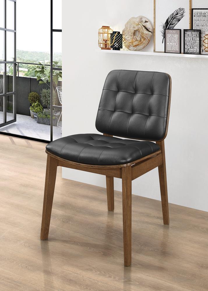 Otterson Natural Walnut/Black Tufted Back Side Chairs, Set of 2 - 106596 - Luna Furniture - Dallas Store