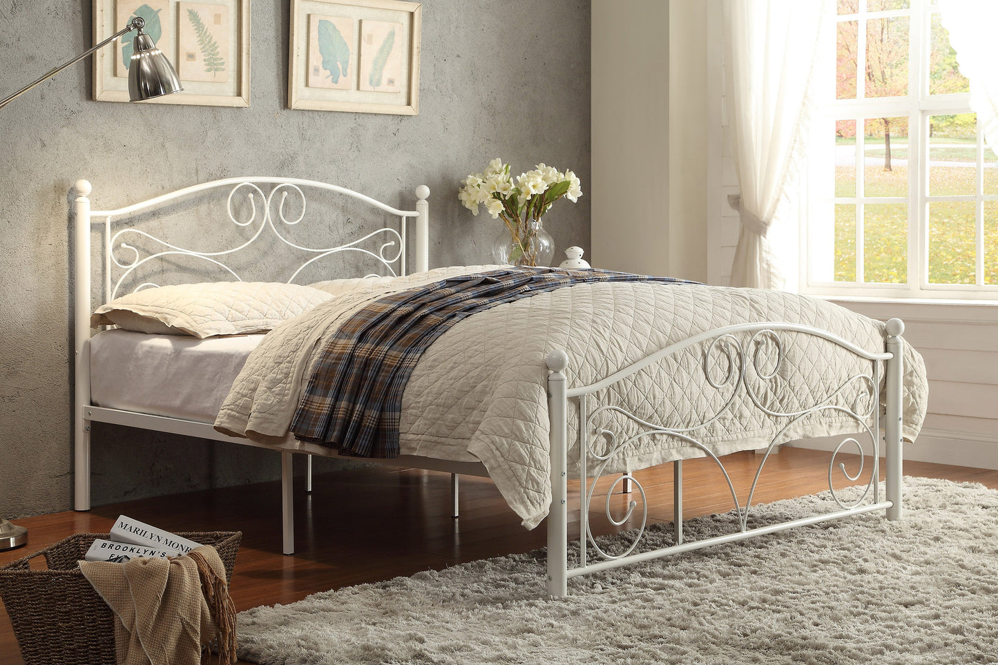 Pallina White Full Metal Platfom Bed - 2021FW-1 - Luna Furniture - Dallas Store