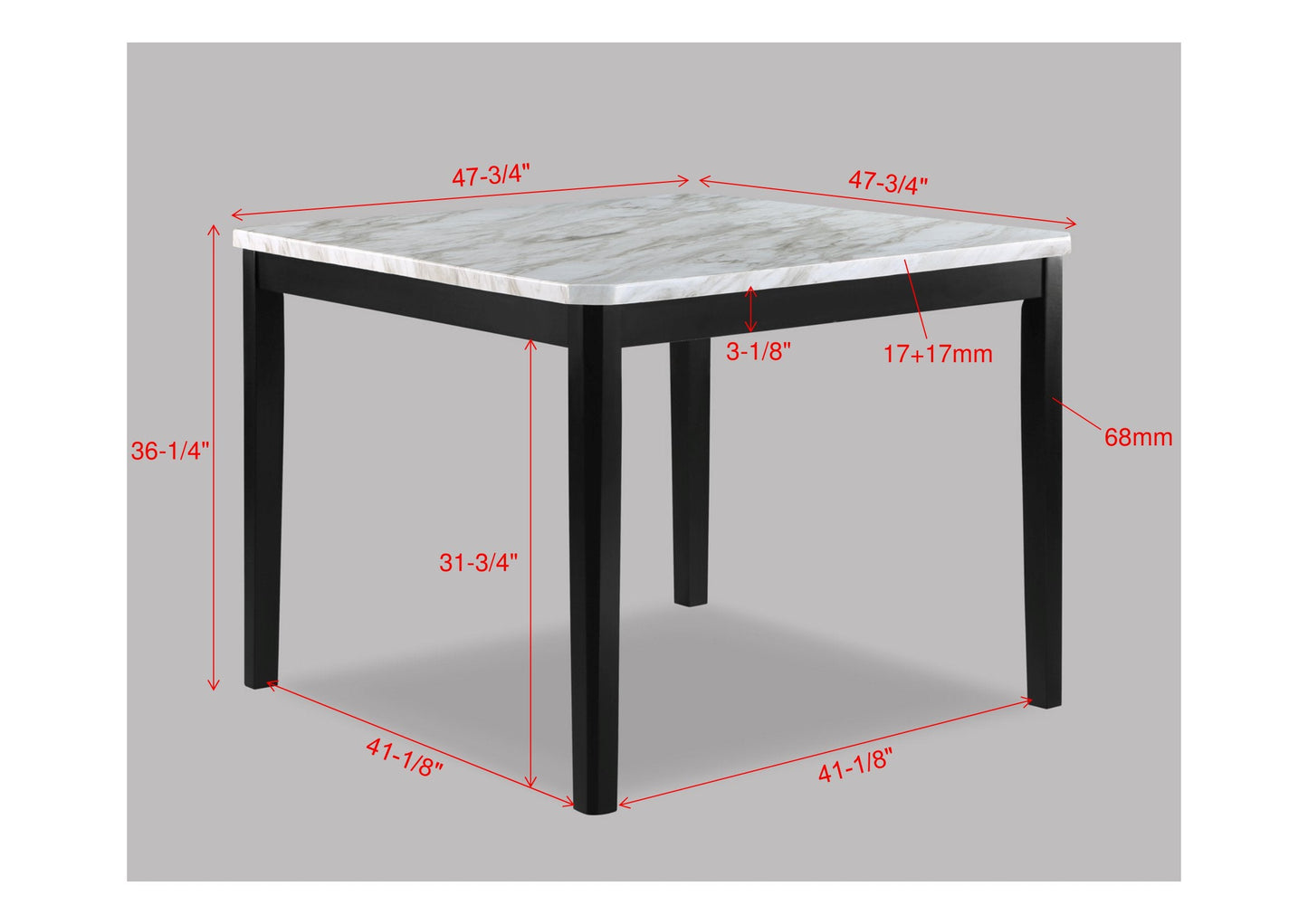 Pascal Black/Gray Square Counter Height Dining Set - SET | 2724T-4848 | 2724S-24(2) - Luna Furniture - Dallas Store