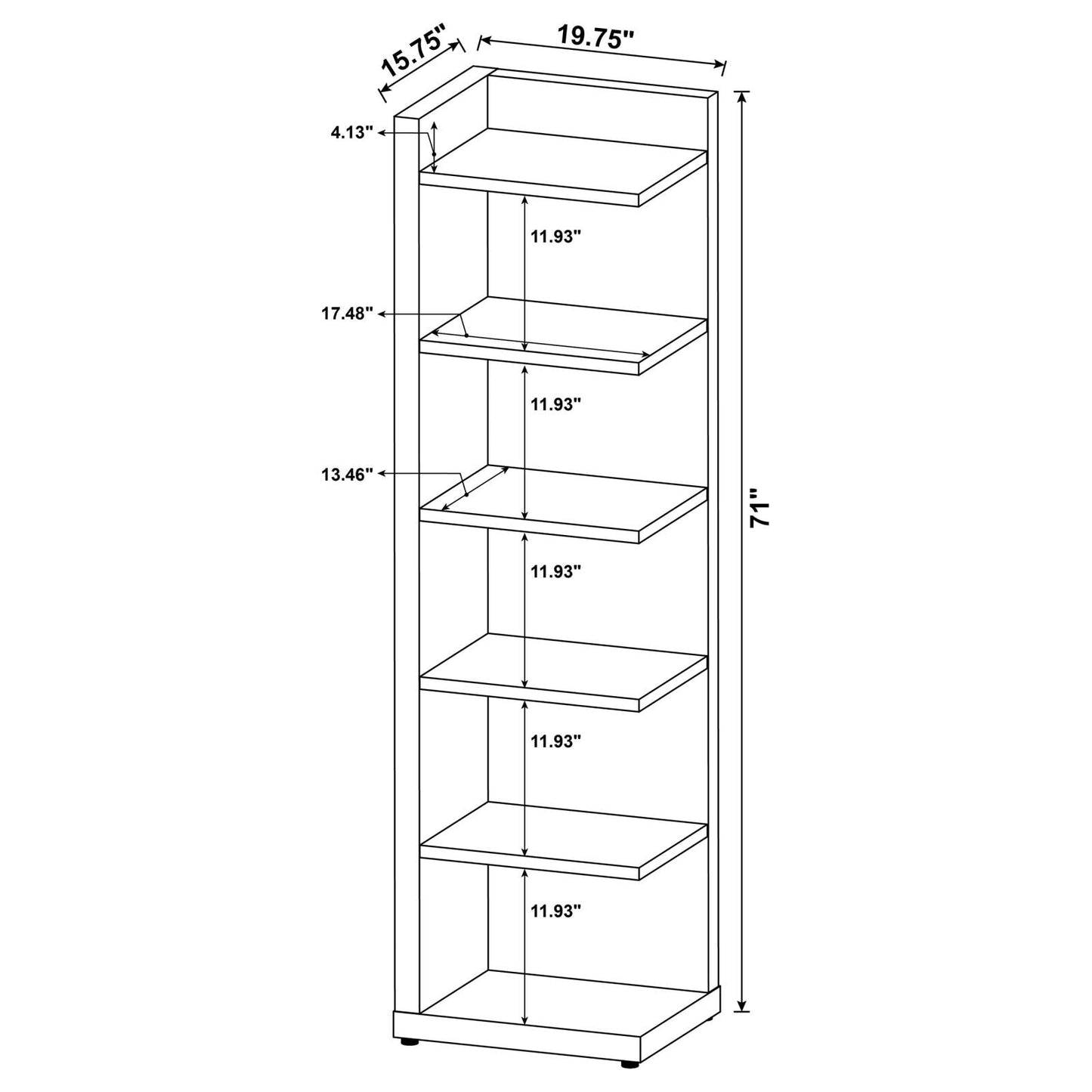 Pinckard Cappuccino 6-Tier Corner Bookcase - 800270 - Luna Furniture - Dallas Store