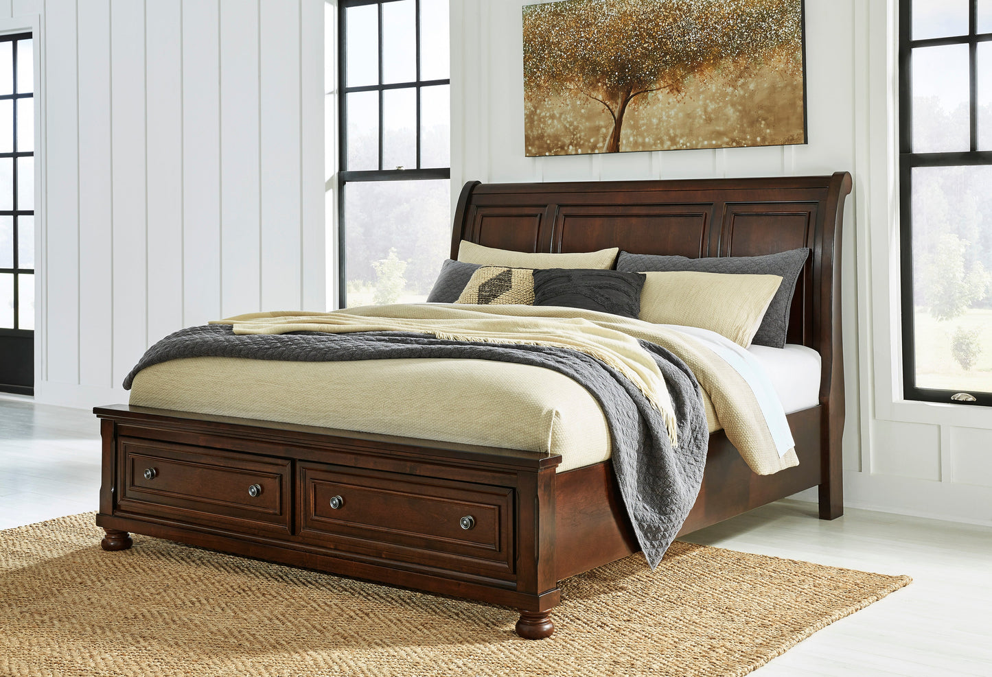 Porter Rustic Brown Footboard Storage Sleigh Platform Bedroom Set - SET | B697-76 | B697-78 | B697-99 | B697-31 | B697-92 - Luna Furniture - Dallas Store
