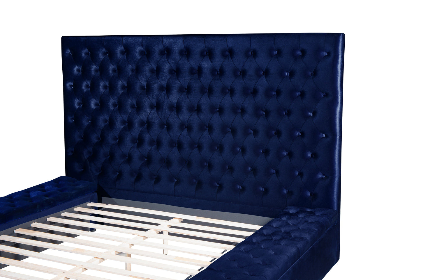 Prague Blue Velvet Queen Upholstered Storage Platform Bed - SET | SH250BLU-1 | SH250BLU-2 | SH250BLU-3 - Luna Furniture - Dallas Store