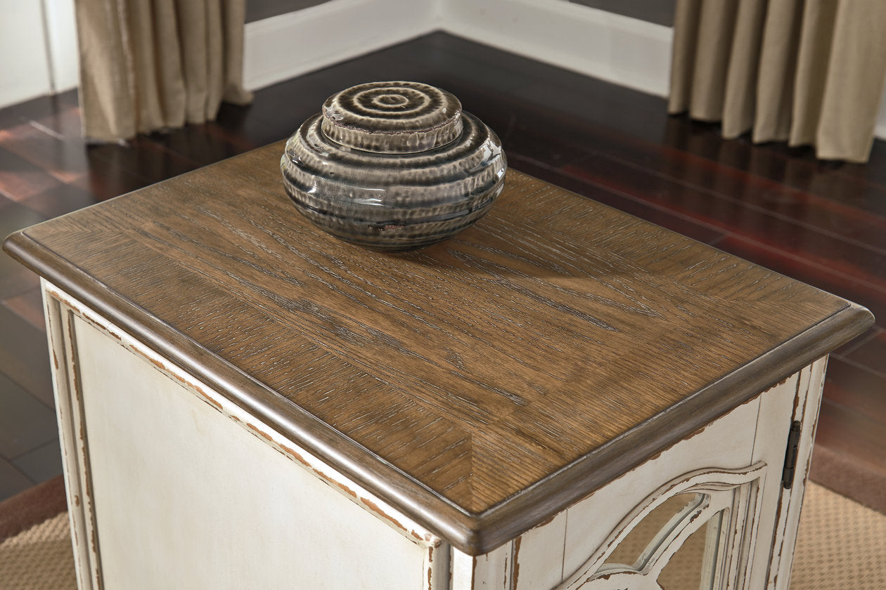 Realyn White/Brown Chairside End Table - T743-7 - Luna Furniture - Dallas Store