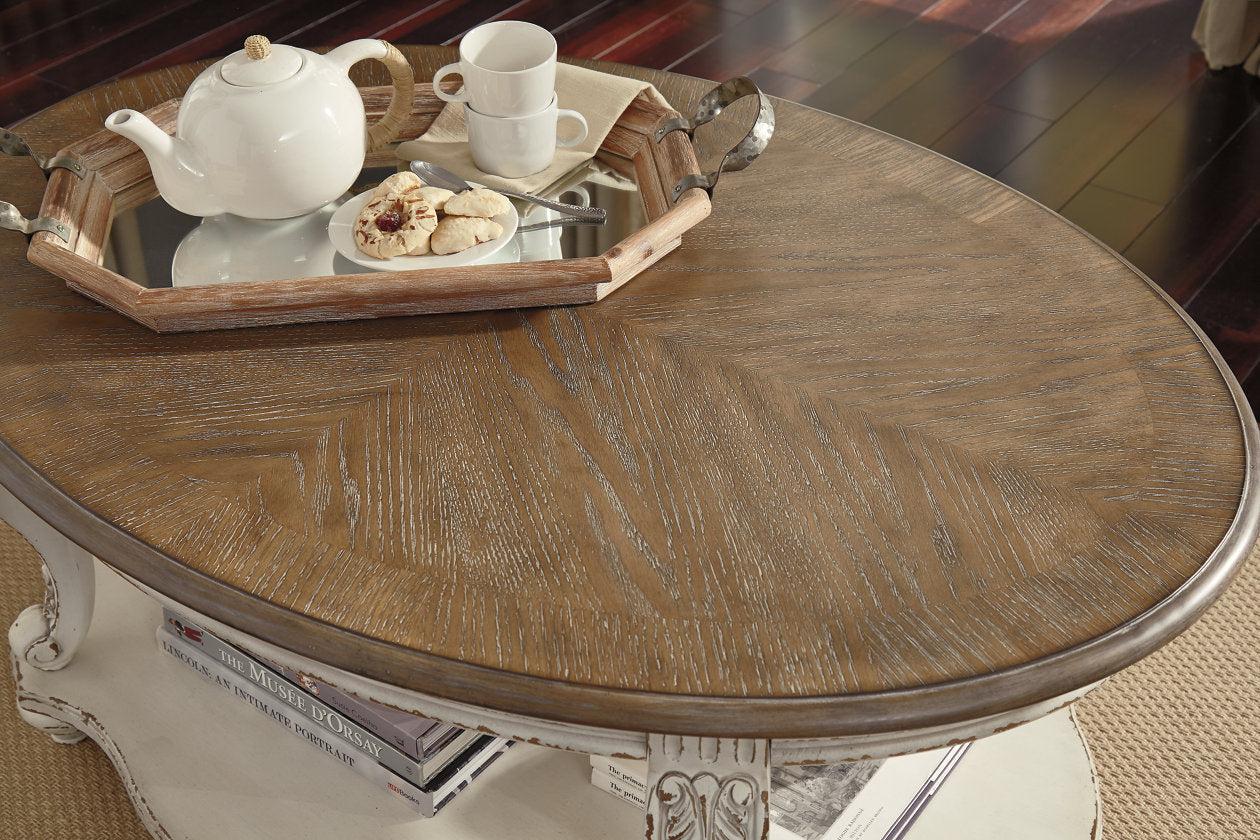 Realyn White/Brown Coffee Table - T743-0 - Luna Furniture - Dallas Store