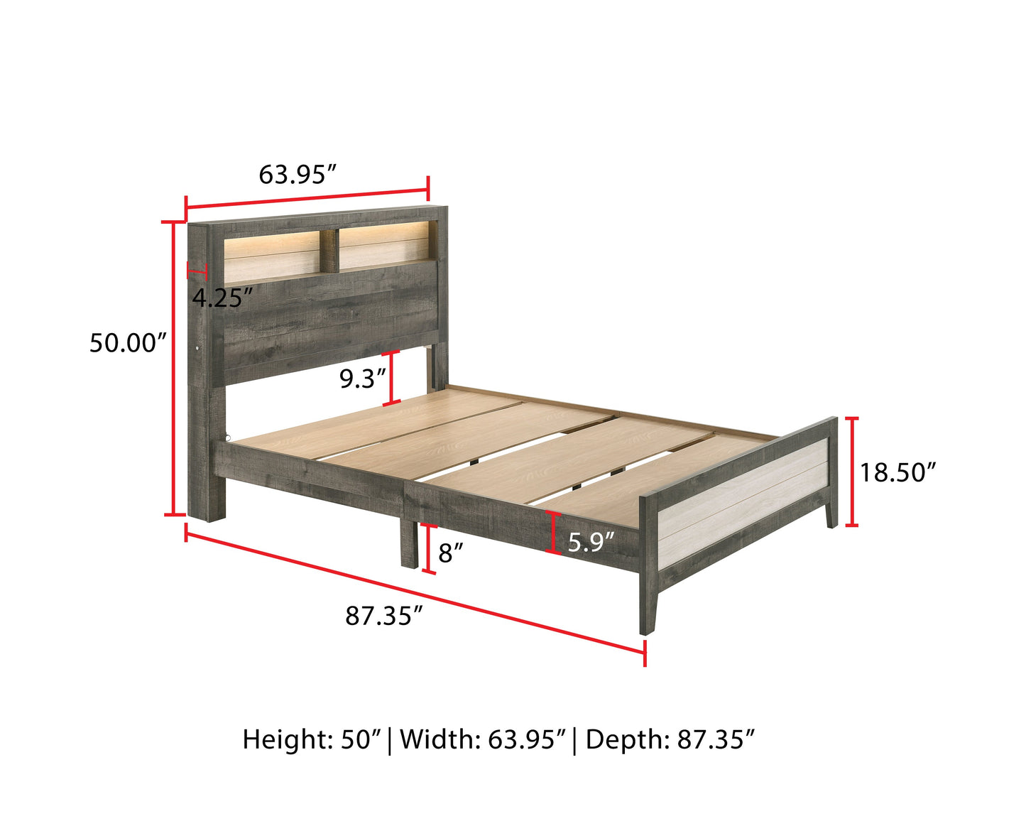 Rhett Brown/Cream LED Platform Bedroom Set - SET | B8170-Q-BED | B8170-2 | B8170-4 - Luna Furniture - Dallas Store