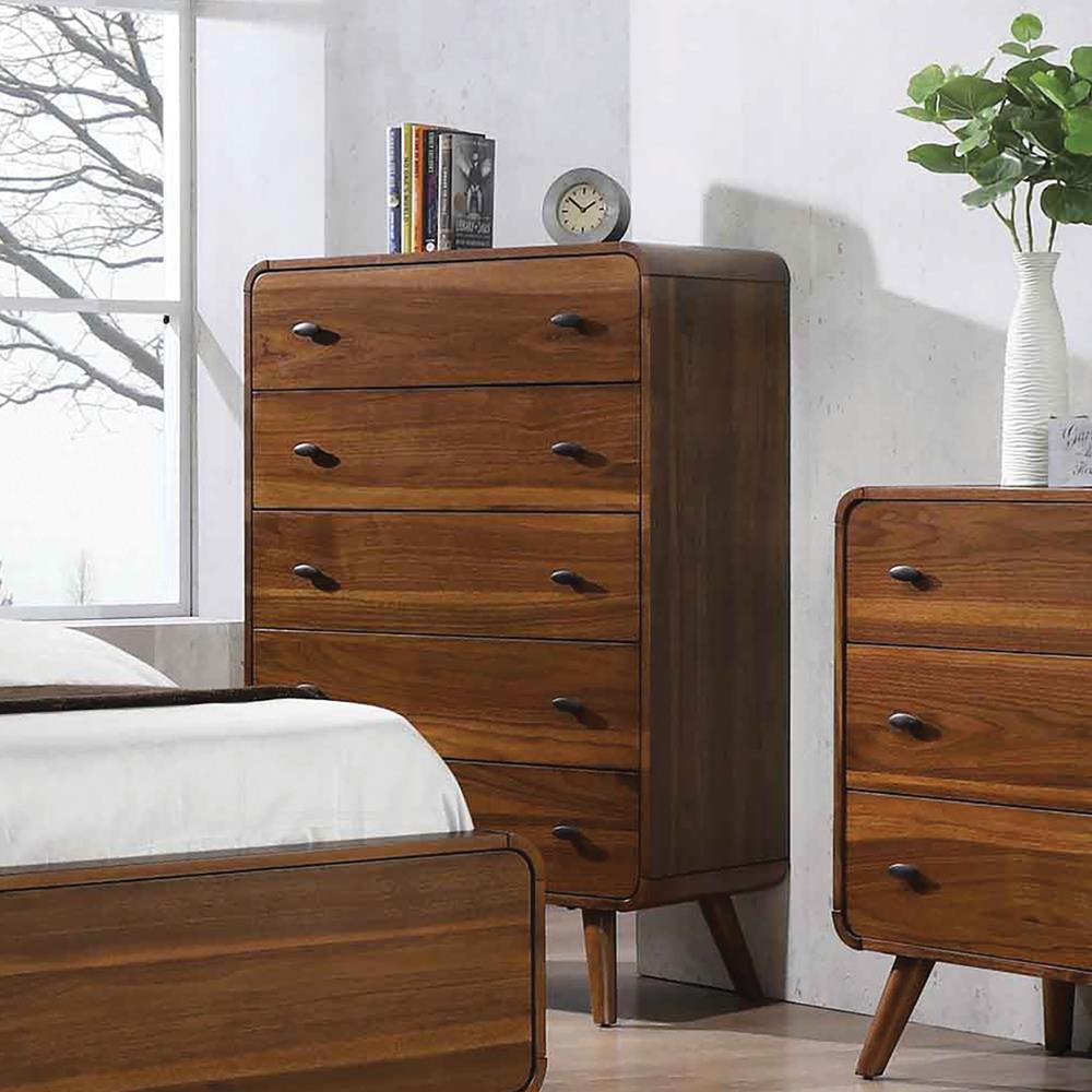 Robyn Dark Walnut 5-Drawer Chest - 205135 - Luna Furniture - Dallas Store