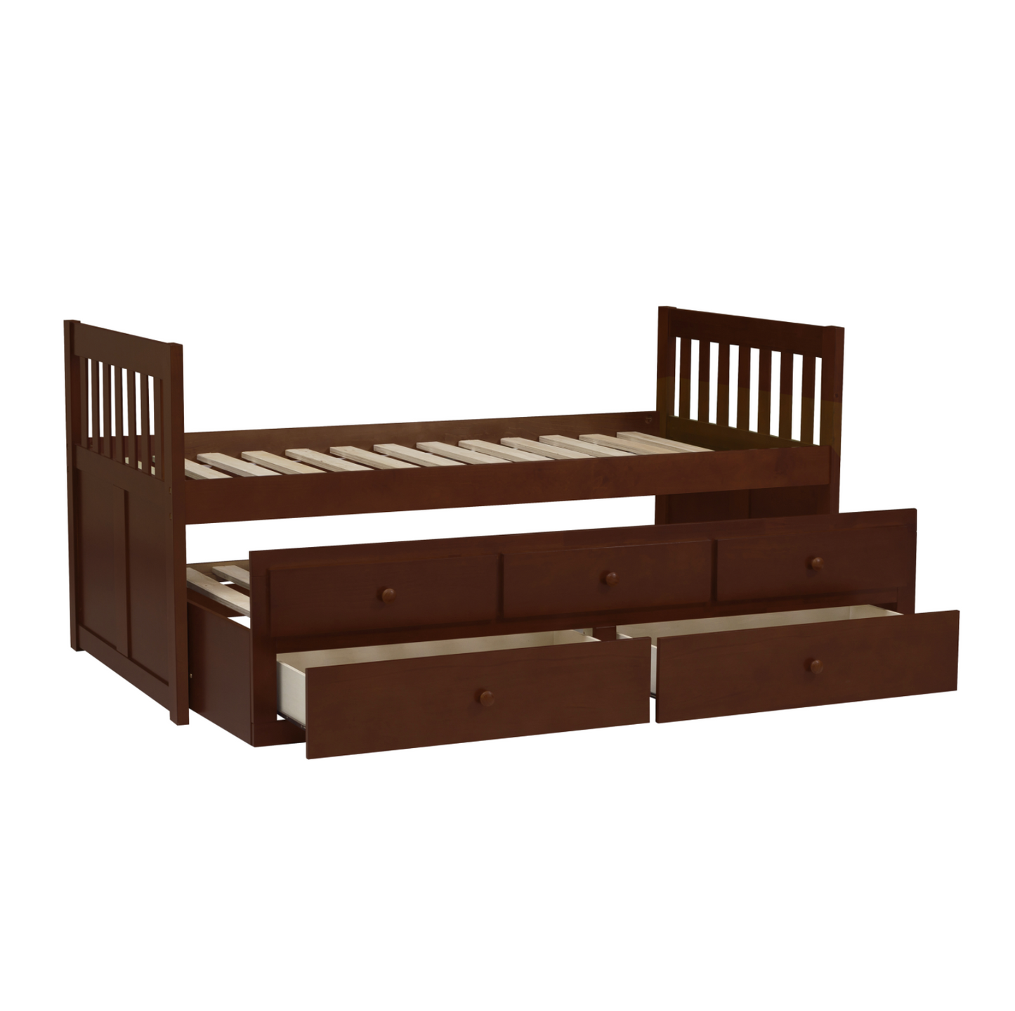 Rowe Dark Cherry Twin Captains Trundle Bed - SET | B2013PRDC-1 | B2013PRDC-2 - Luna Furniture - Dallas Store