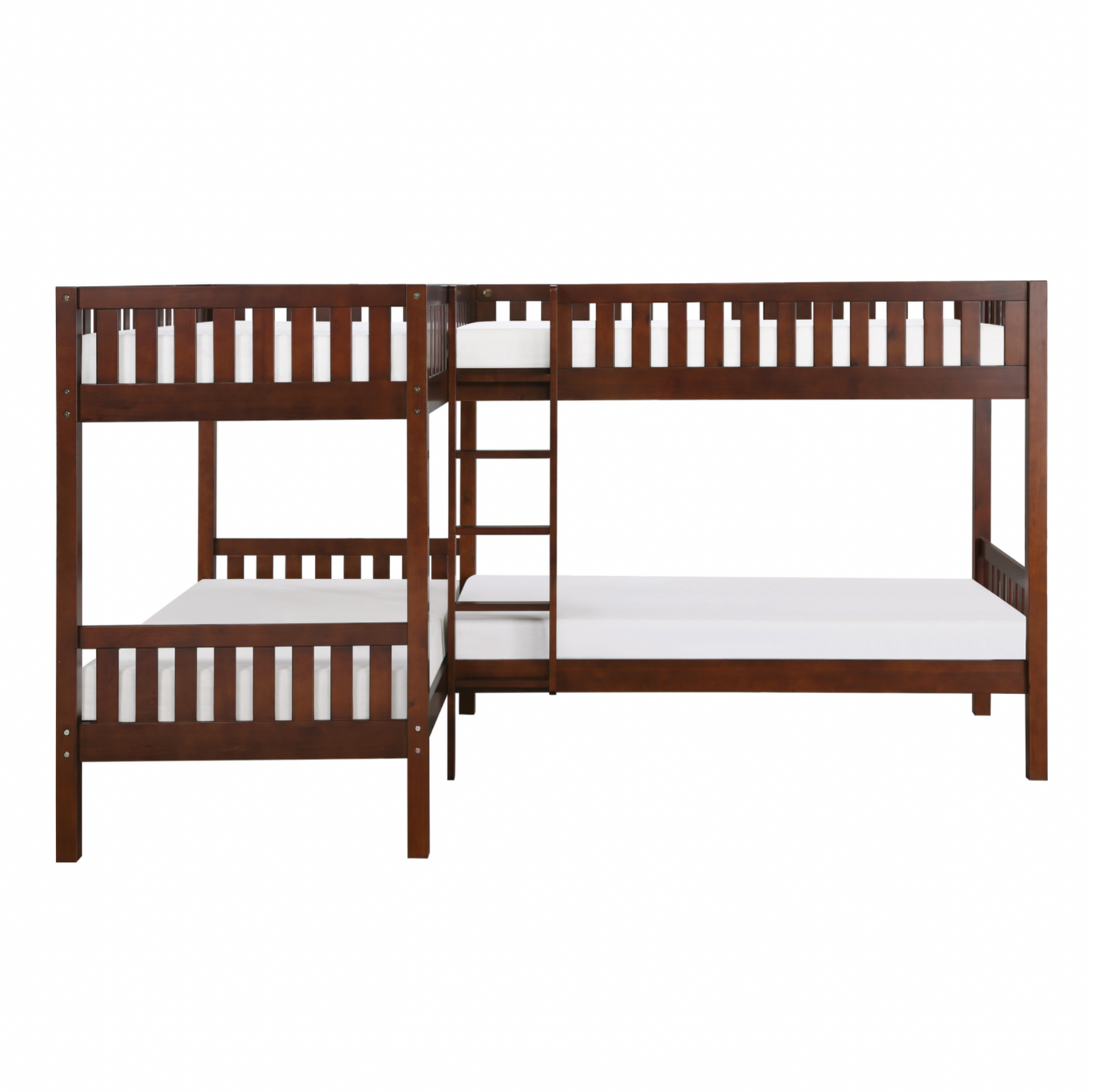 Rowe Dark Cherry Twin Corner Bunk Bed - SET | B2013CNDC-1 | B2013CNDC-2 | B2013CNDC-SL - Luna Furniture - Dallas Store