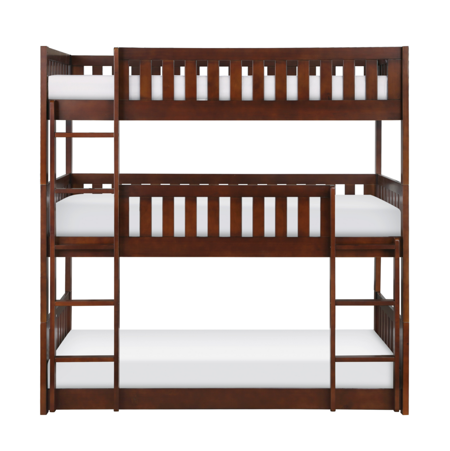Rowe Dark Cherry Twin Triple Bunk Bed - SET | B2013TTTDC-1 | B2013TTTDC-2 | B2013TTTDC-SL - Luna Furniture - Dallas Store