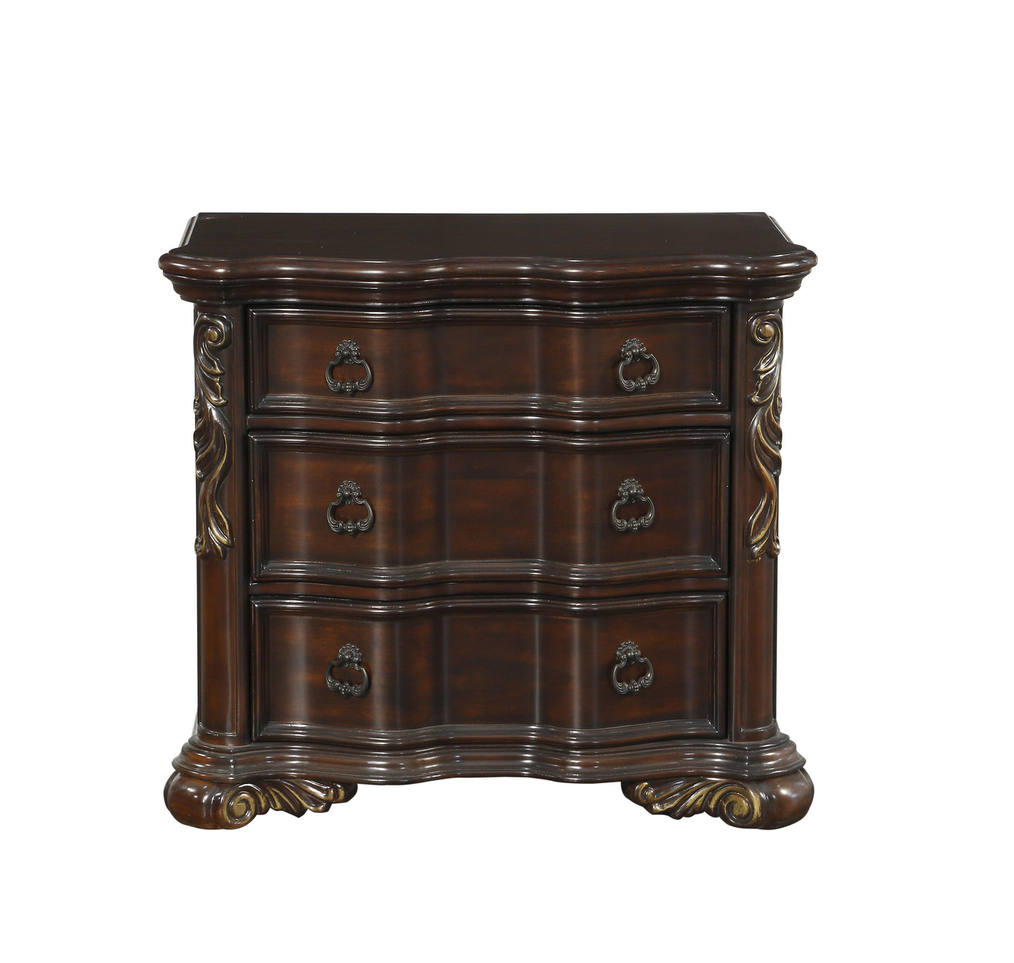 Royal Highlands Rich Cherry Upholstered Panel Bedroom Set - SET | 1603-1 | 1603-2 | 1603-P | 1603-4 | 1603-9 - Luna Furniture - Dallas Store