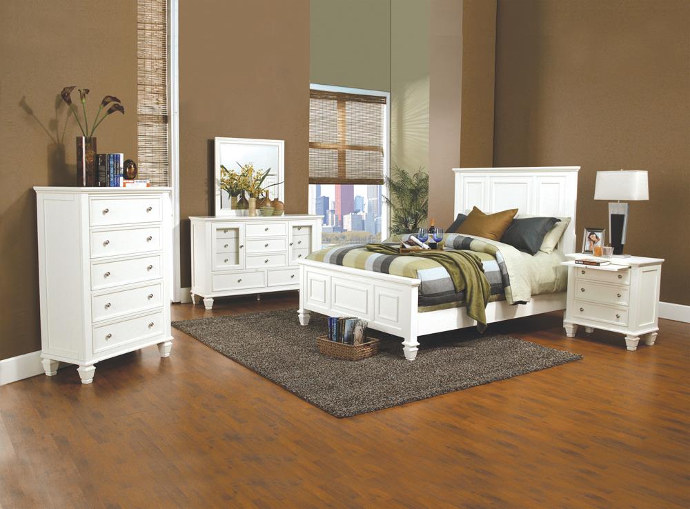 Sandy Beach Queen Panel Bed with High Headboard White - 201301Q - Luna Furniture - Dallas Store