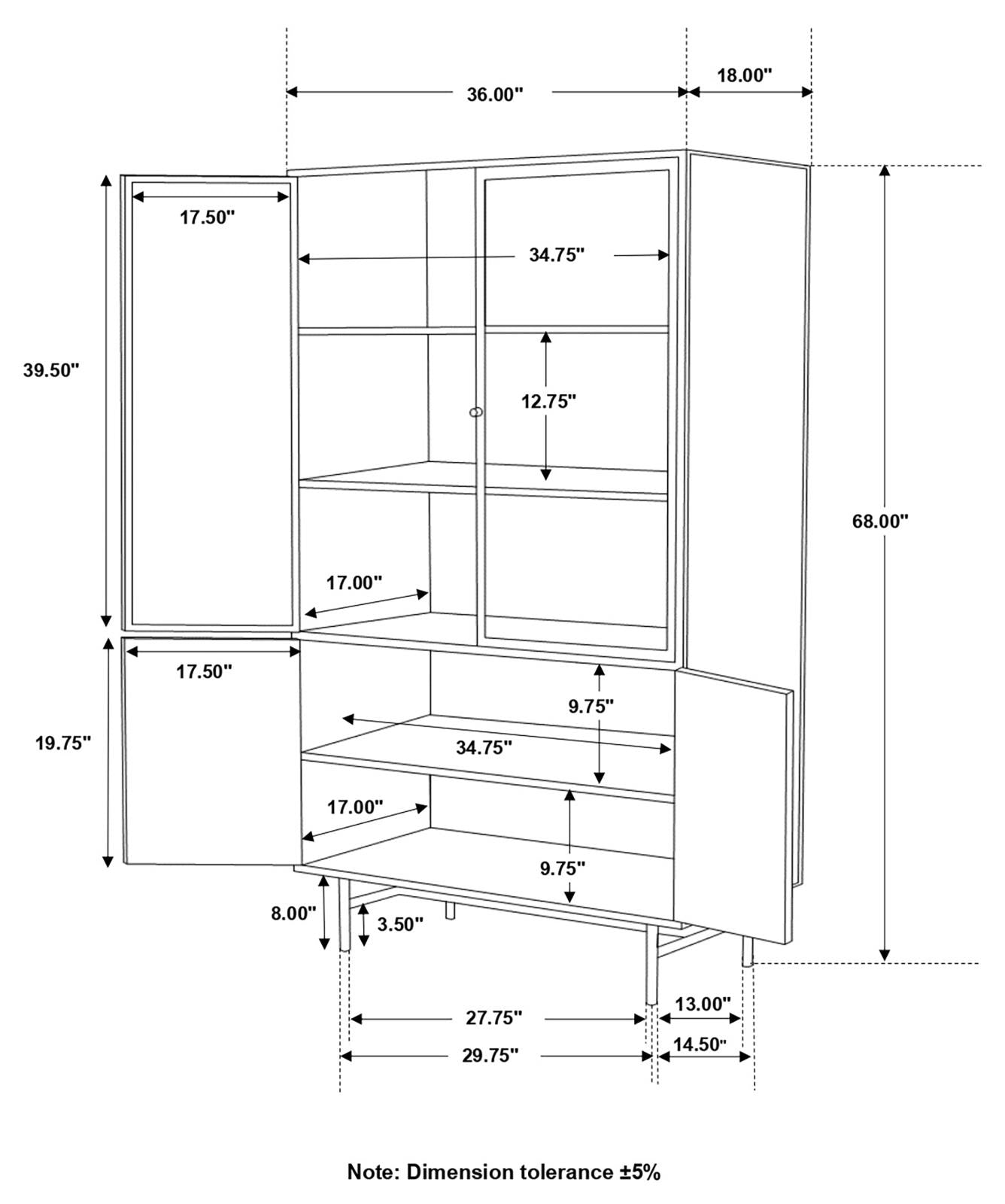 Santiago Matte Black Rectangular 4-Door Cabinet - 951134 - Luna Furniture - Dallas Store