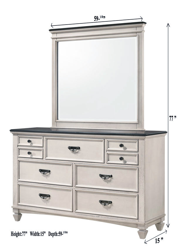 Sawyer Antique White/Brown Bedroom Mirror (Mirror Only) - B9100-11 - Luna Furniture - Dallas Store