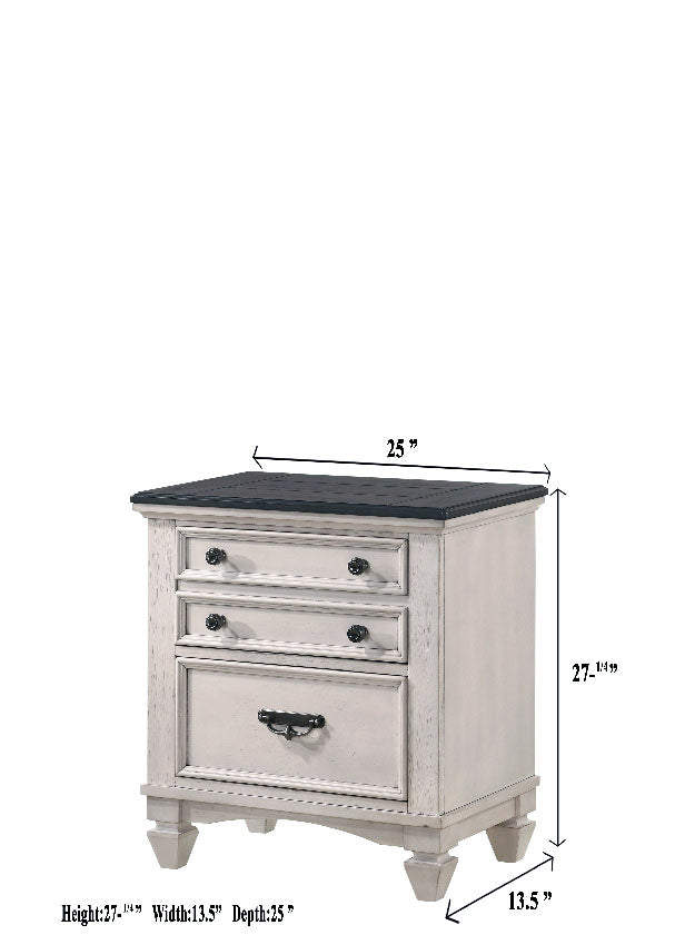 Sawyer Antique White/Brown Nightstand - B9100-2N - Luna Furniture - Dallas Store
