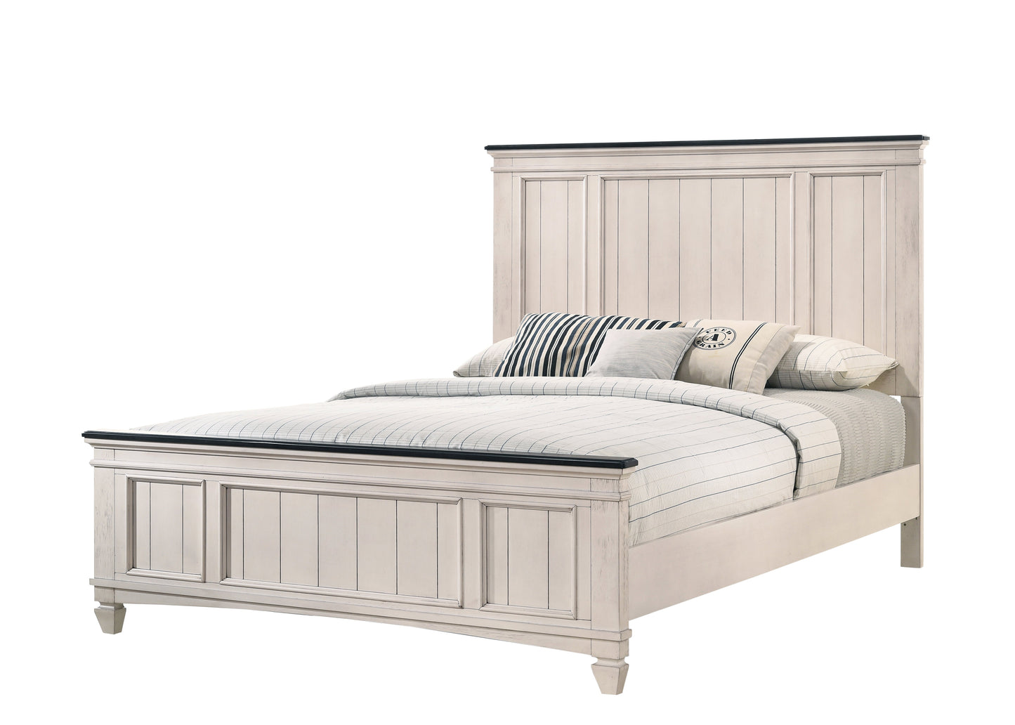 Sawyer Antique White/Brown Panel Bedroom Set - SET | B9100-K-HBFB | B9100-KQ-RAIL | B9100-1 | B9100-11 - Luna Furniture - Dallas Store