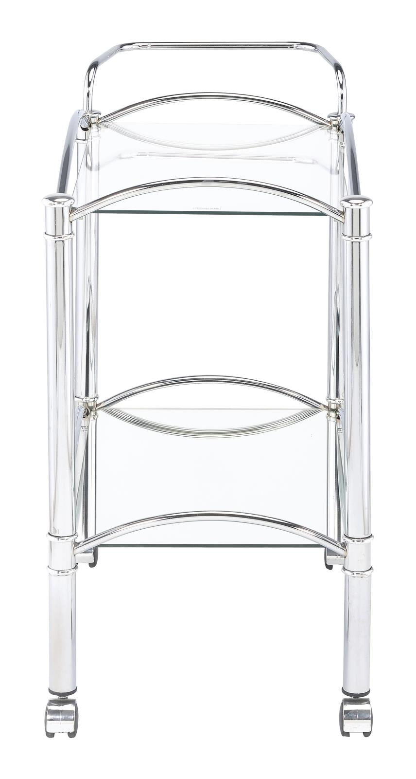 Shadix Chrome/Clear 2-Tier Serving Cart with Glass Top - 910077 - Luna Furniture - Dallas Store