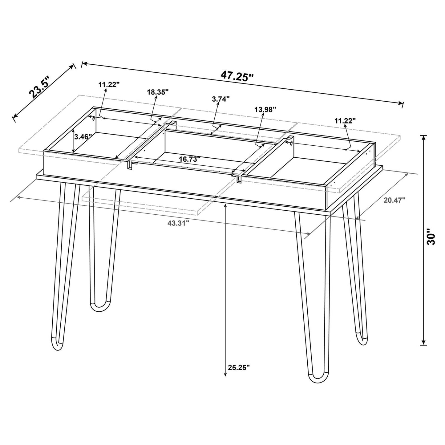 Sheeran Rustic Amber Writing Desk with 4 Hidden Storages - 802011 - Luna Furniture - Dallas Store
