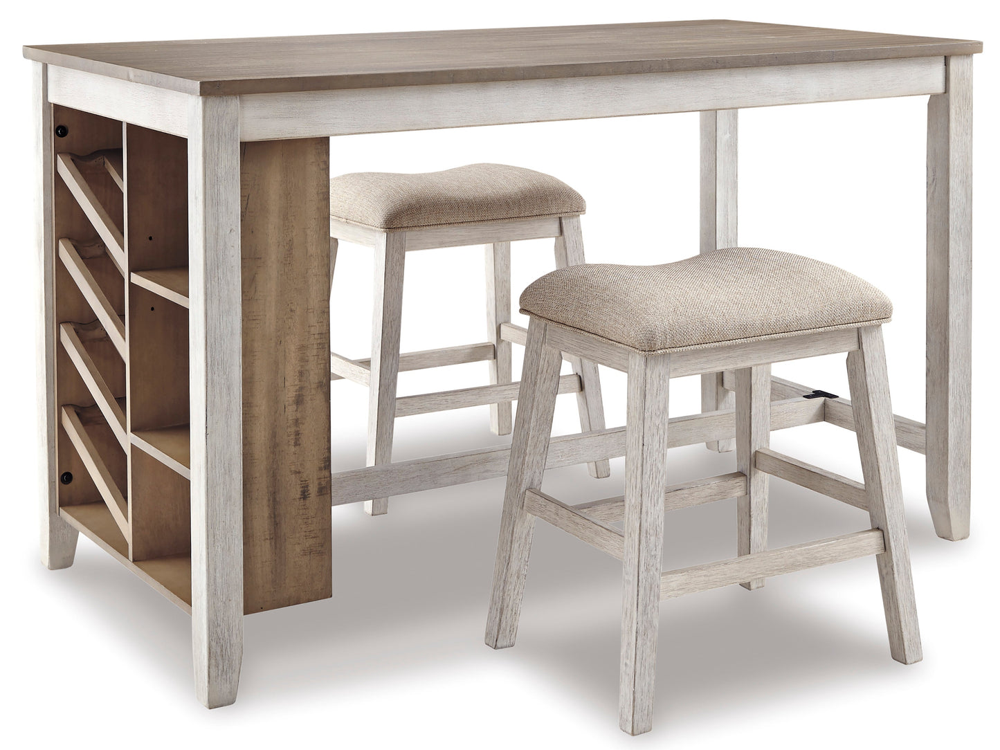Skempton White/Light Brown 3-Piece Counter Height Set w/ Stools - SET | D394-32 | D394-024 - Luna Furniture - Dallas Store