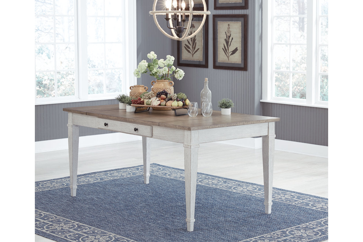 Skempton White/Light Brown Dining Table - D394-25 - Luna Furniture - Dallas Store
