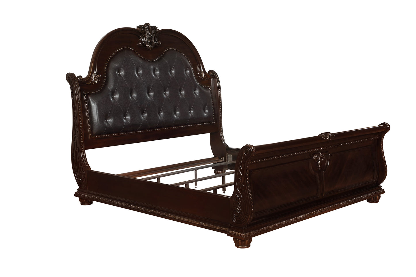 Stanley Cherry Brown King Upholstered Sleigh Bed - SET | B1600B-K-HB | B1600B-K-FB | B1600B-KQ-HBLEG | B1600B-KQ-RAIL - Luna Furniture - Dallas Store