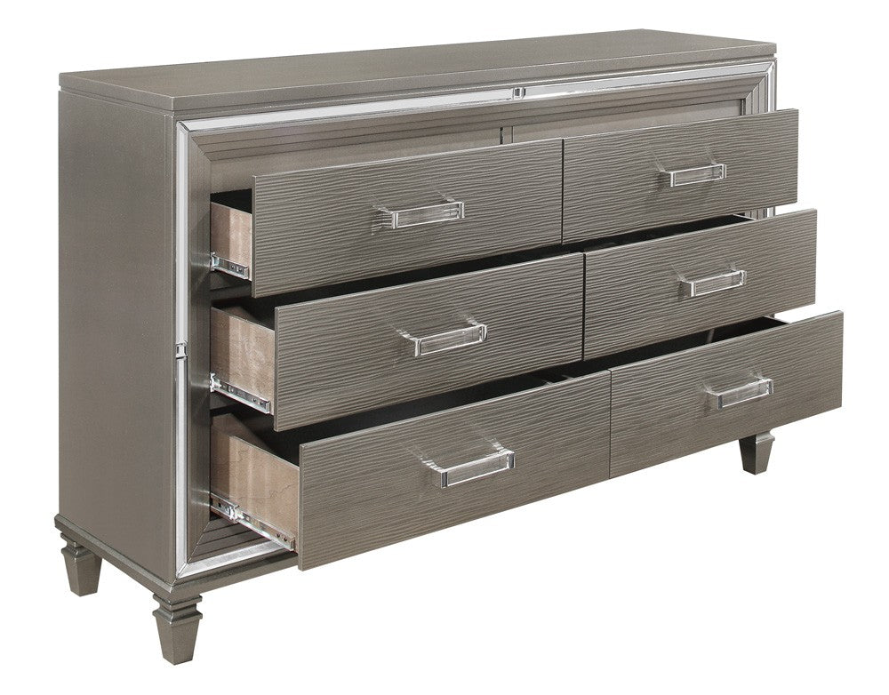Tamsin Silver/Gray Metallic Dresser - 1616-5 - Luna Furniture - Dallas Store