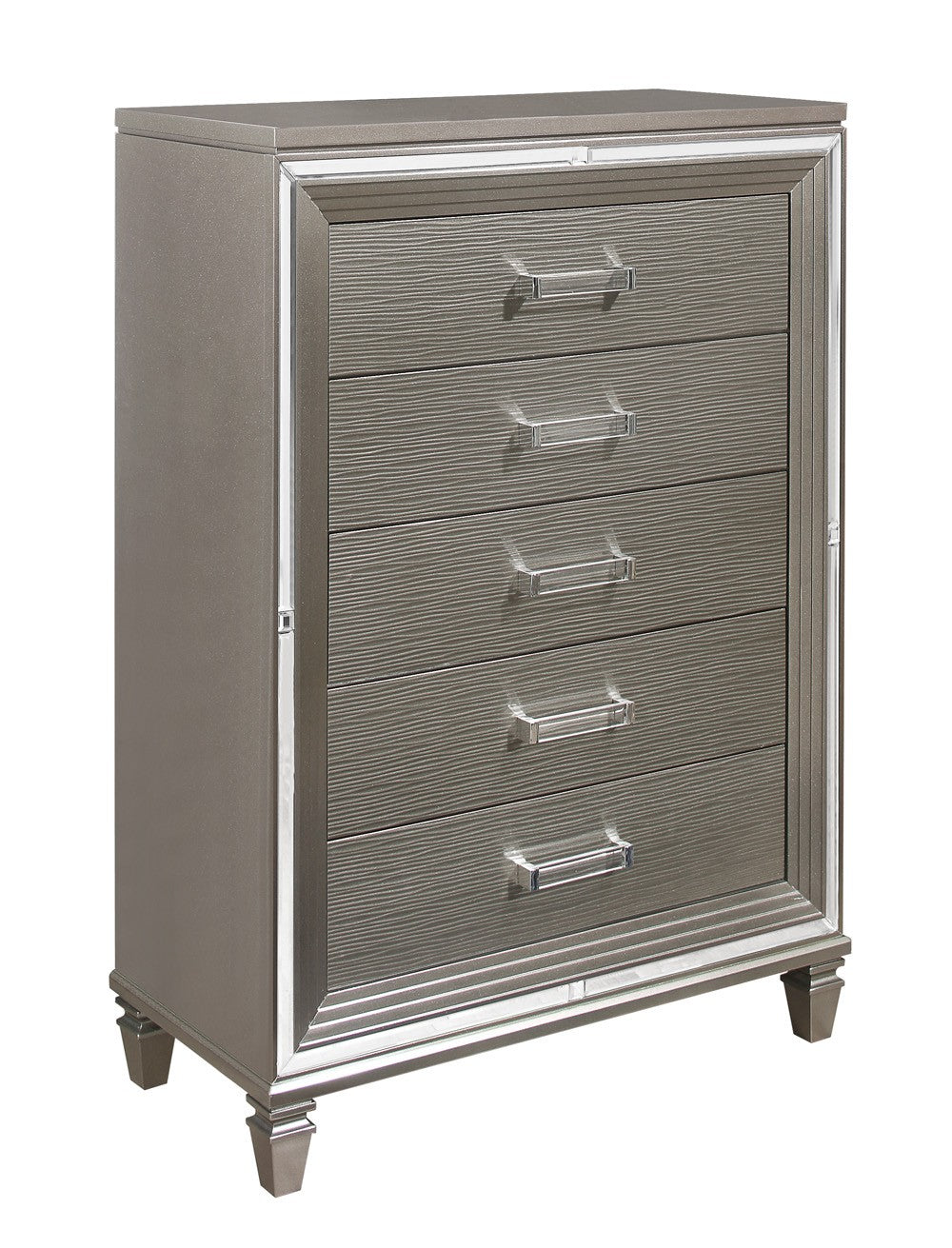 Tamsin Silver/Gray Metallic LED Upholstered Storage Platform Bedroom Set - SET | 1616K-1 | 1616K-2 | 1616-3 | 1616-5 | 1616-6 | 1616-4 | 1616-9 - Luna Furniture - Dallas Store