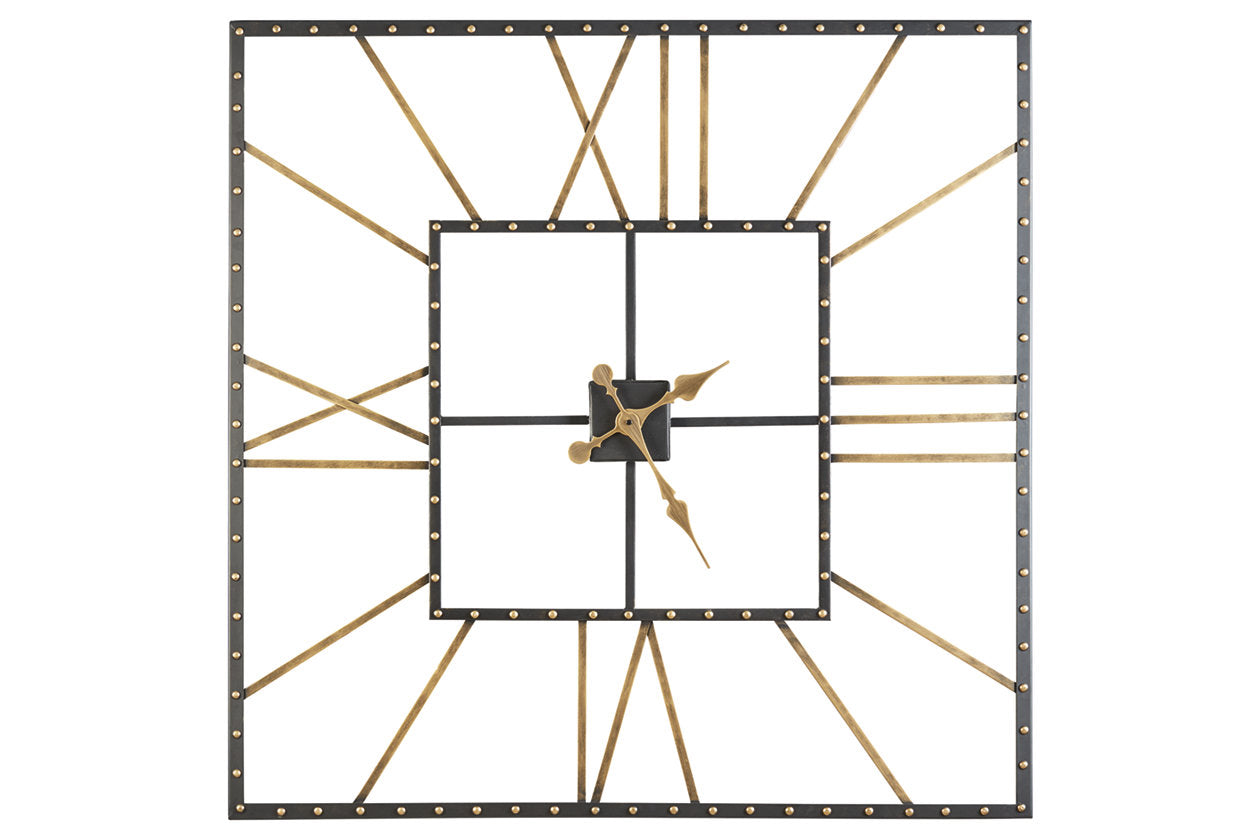 Thames Black/Gold Finish Wall Clock - A8010112 - Luna Furniture - Dallas Store