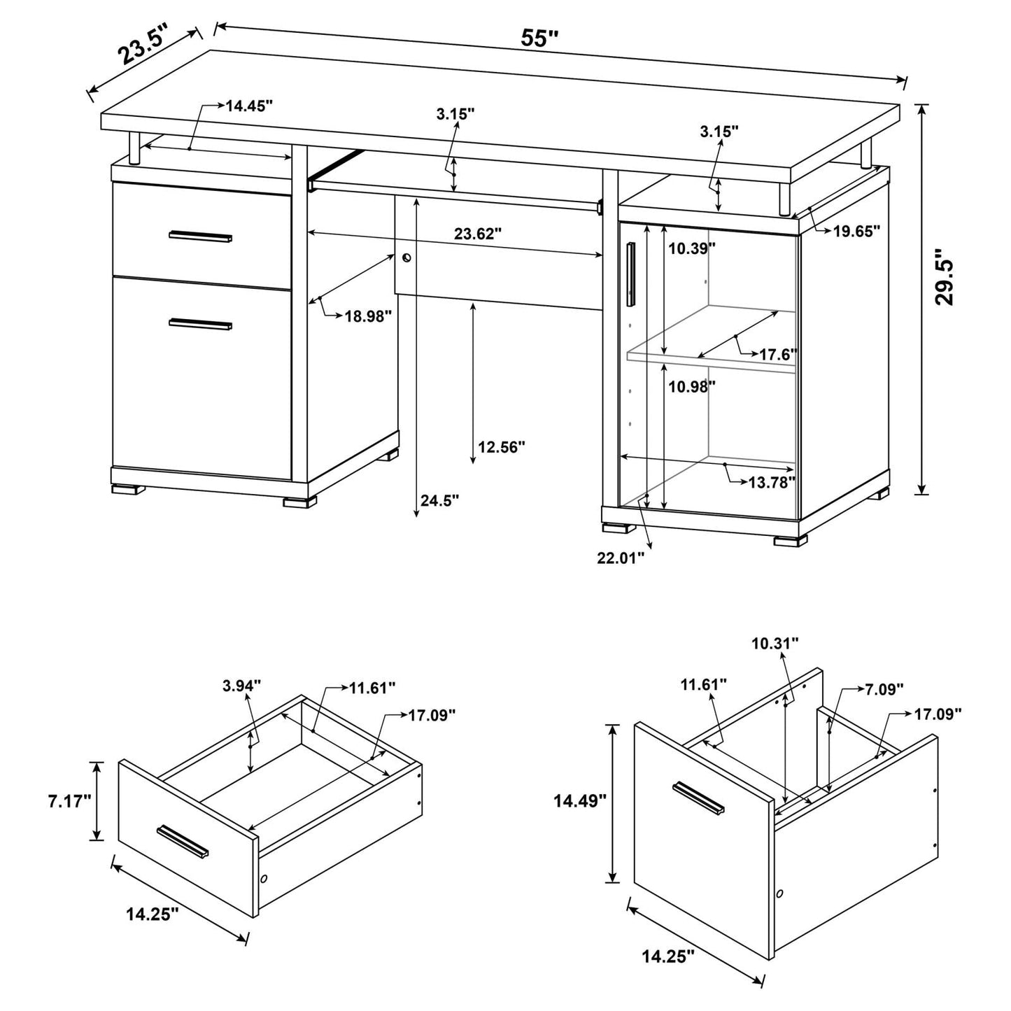 Tracy White 2-Drawer Computer Desk - 800108 - Luna Furniture - Dallas Store