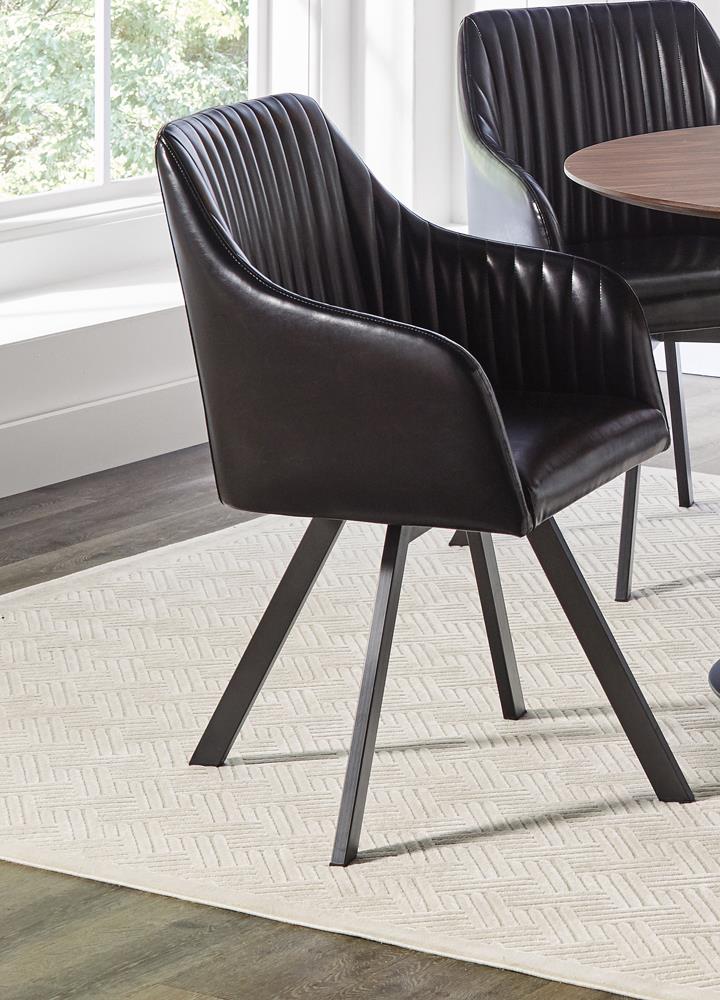 Tufted Sloped Arm Swivel Dining Chair Black/Gunmetal - 193372BLK - Luna Furniture - Dallas Store